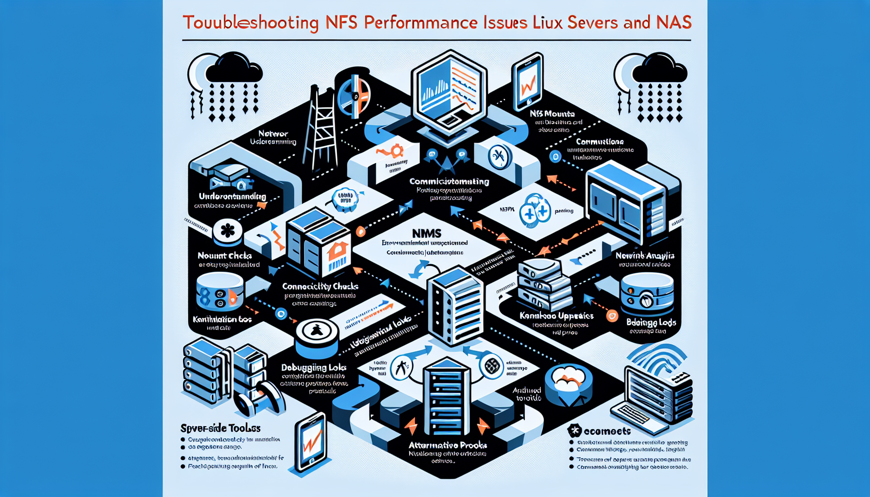 How do I troubleshoot NFS performance issues between Linux servers and NAS?
