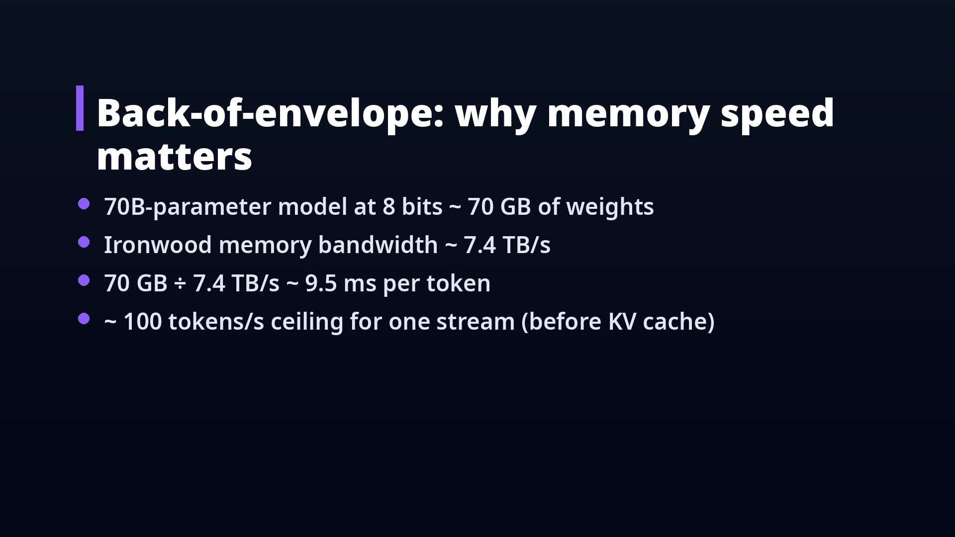 Back-of-envelope: why memory speed matters