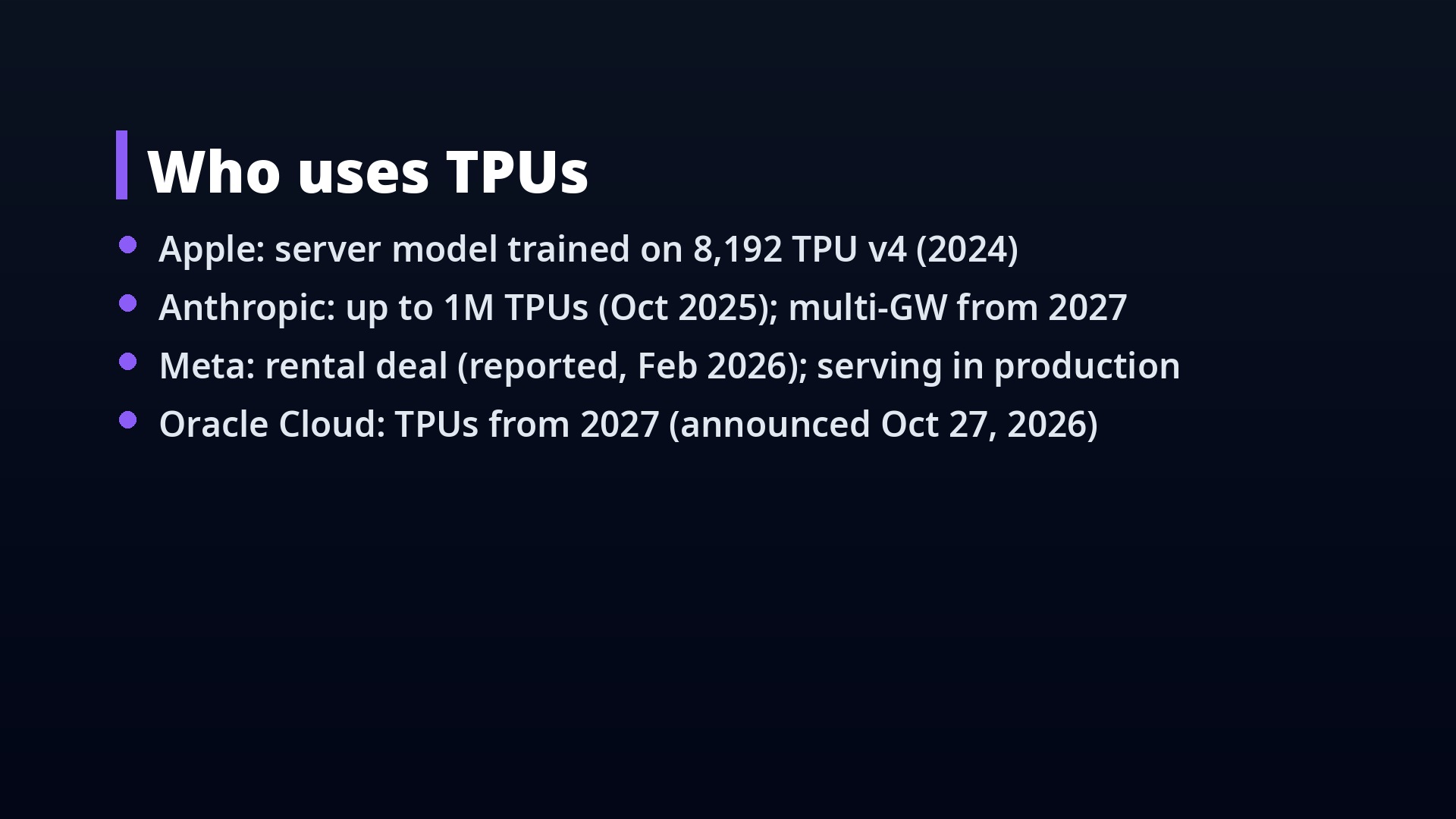 Who uses TPUs
